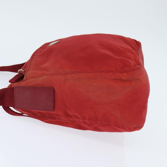 PRADA Shoulder Bag Nylon Red Silver Auth BA7316