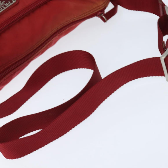PRADA Shoulder Bag Nylon Red Silver Auth BA7316