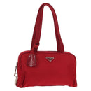 PRADA Shoulder Bag Nylon Red Silver Auth BA7317V-1