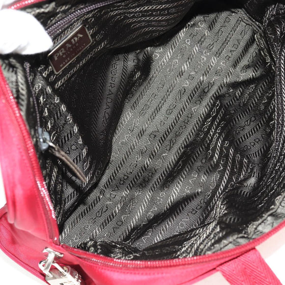 PRADA Shoulder Bag Nylon Red Silver Auth BA7317V