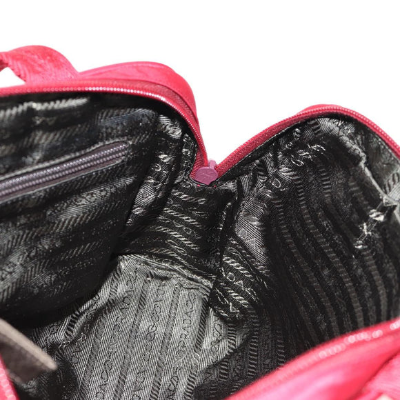 PRADA Shoulder Bag Nylon Red Silver Auth BA7317V