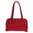 PRADA Shoulder Bag Nylon Red Silver Auth BA7317V-2