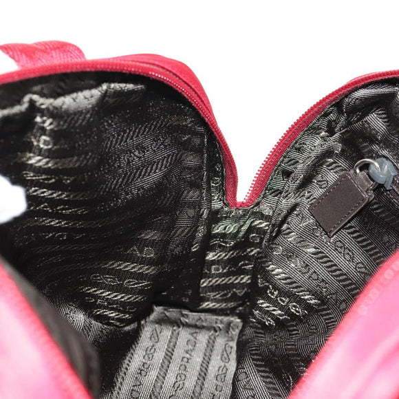 PRADA Shoulder Bag Nylon Red Silver Auth BA7317V