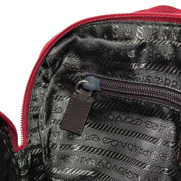 PRADA Shoulder Bag Nylon Red Silver Auth BA7317V