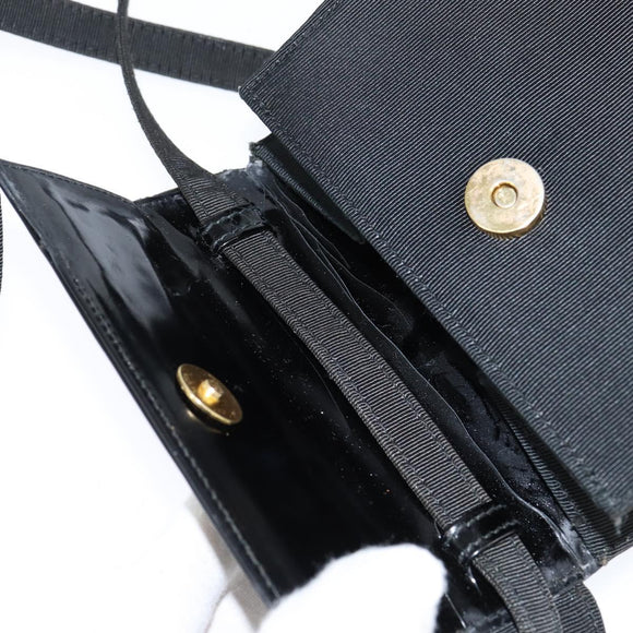 Salvatore Ferragamo Vala Shoulder Bag Canvas Black Gold Auth BA7319