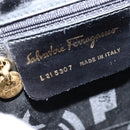 Salvatore Ferragamo Vala Shoulder Bag Canvas Black Gold Auth BA7319-12