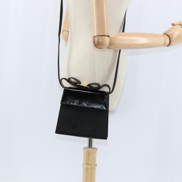 Salvatore Ferragamo Vala Shoulder Bag Canvas Black Gold Auth BA7319