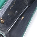 Christian Dior Hand Bag Leather Green Gold Auth BA732-11