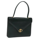 Christian Dior Hand Bag Leather Green Gold Auth BA732-1