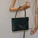 Christian Dior Hand Bag Leather Green Gold Auth BA732-21