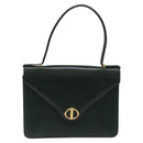 Christian Dior Hand Bag Leather Green Gold Auth BA732-13