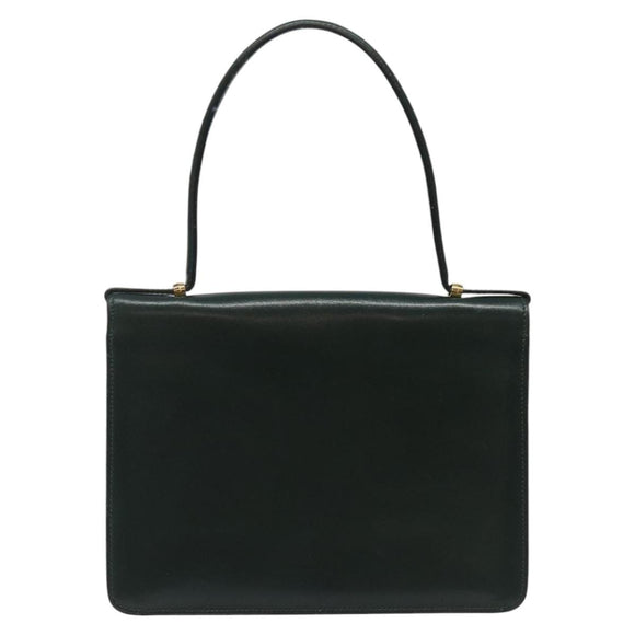 Christian Dior Hand Bag Leather Green Gold Auth BA732