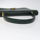 Christian Dior Hand Bag Leather Green Gold Auth BA732-7