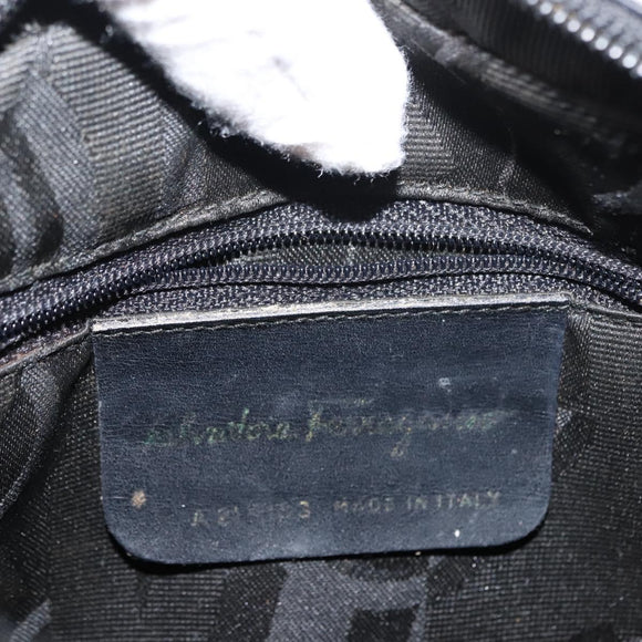 Salvatore Ferragamo Vala Shoulder Bag Leather Black Gold Auth BA7320