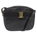 Salvatore Ferragamo Vala Shoulder Bag Leather Black Gold Auth BA7320-1