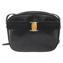 Salvatore Ferragamo Vala Shoulder Bag Leather Black Gold Auth BA7320-13