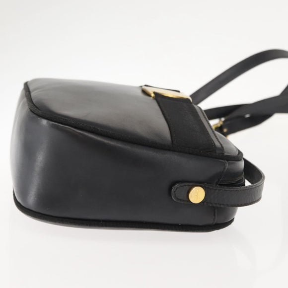 Salvatore Ferragamo Vala Shoulder Bag Leather Black Gold Auth BA7320