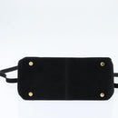 Salvatore Ferragamo Hand Bag Suede 2way Black Gold Auth BA7321-5