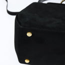 Salvatore Ferragamo Hand Bag Suede 2way Black Gold Auth BA7321-16