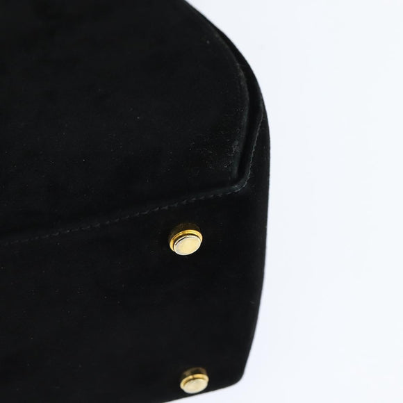 Salvatore Ferragamo Hand Bag Suede 2way Black Gold Auth BA7321