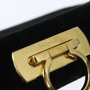 Salvatore Ferragamo Hand Bag Suede 2way Black Gold Auth BA7321-19