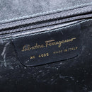 Salvatore Ferragamo Hand Bag Suede 2way Black Gold Auth BA7321-12