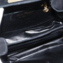 Salvatore Ferragamo Hand Bag Suede 2way Black Gold Auth BA7321-10