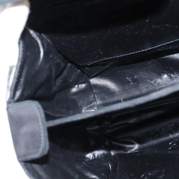 Salvatore Ferragamo Hand Bag Suede 2way Black Gold Auth BA7321