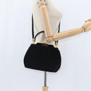 Salvatore Ferragamo Hand Bag Suede 2way Black Gold Auth BA7321-22