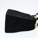 Salvatore Ferragamo Hand Bag Suede 2way Black Gold Auth BA7321-4