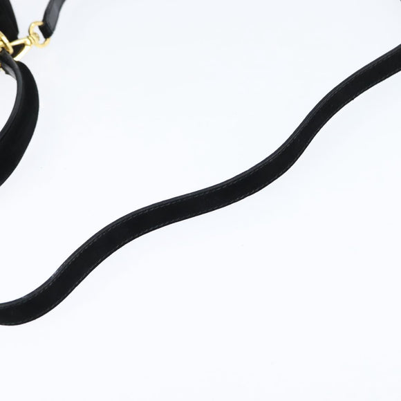 Salvatore Ferragamo Hand Bag Suede 2way Black Gold Auth BA7321