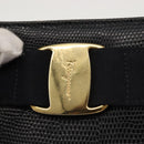 Salvatore Ferragamo Vala Tote Bag Leather Navy Gold Auth BA7322-10