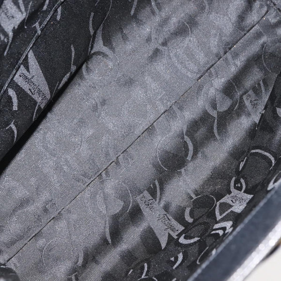 Salvatore Ferragamo Vala Tote Bag Leather Navy Gold Auth BA7322