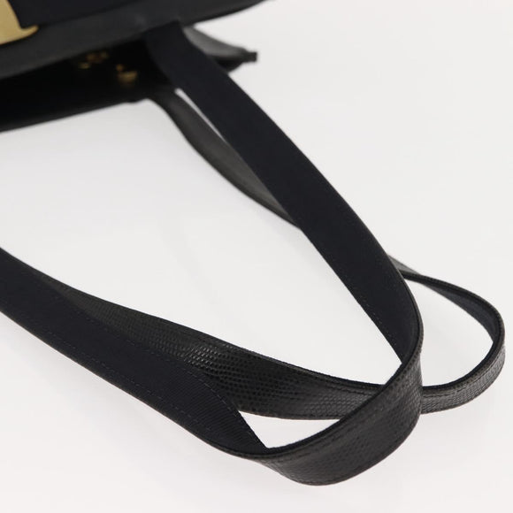 Salvatore Ferragamo Vala Tote Bag Leather Navy Gold Auth BA7322