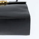 Salvatore Ferragamo Gancini Hand Bag Leather 2way Black Gold Auth BA7323-14