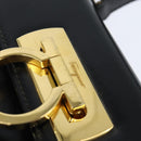 Salvatore Ferragamo Gancini Hand Bag Leather 2way Black Gold Auth BA7323-17