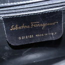 Salvatore Ferragamo Gancini Hand Bag Leather 2way Black Gold Auth BA7323-12