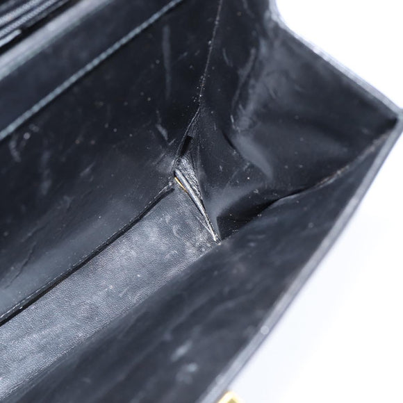 Salvatore Ferragamo Gancini Hand Bag Leather 2way Black Gold Auth BA7323