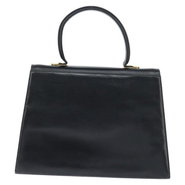 Salvatore Ferragamo Gancini Hand Bag Leather 2way Black Gold Auth BA7323 - 0