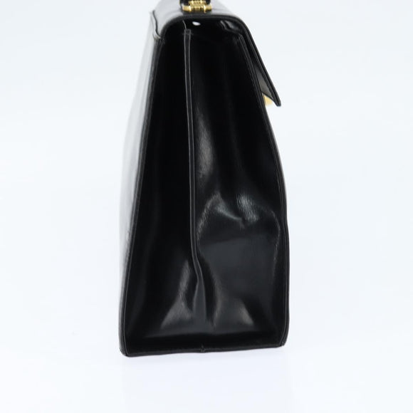 Salvatore Ferragamo Gancini Hand Bag Leather 2way Black Gold Auth BA7323