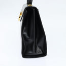 Salvatore Ferragamo Gancini Hand Bag Leather 2way Black Gold Auth BA7323-4