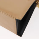 Salvatore Ferragamo Chain Shoulder Bag Leather Beige Gold Auth BA7325-16