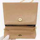 Salvatore Ferragamo Chain Shoulder Bag Leather Beige Gold Auth BA7325-10