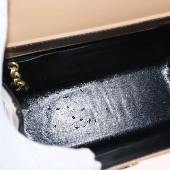 Salvatore Ferragamo Chain Shoulder Bag Leather Beige Gold Auth BA7325