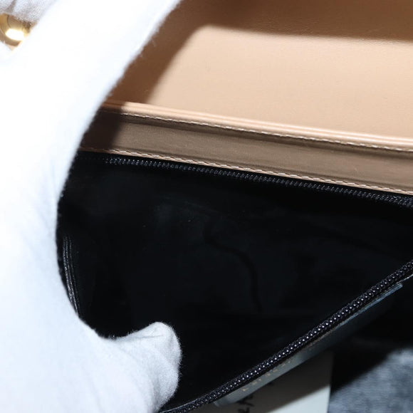 Salvatore Ferragamo Chain Shoulder Bag Leather Beige Gold Auth BA7325