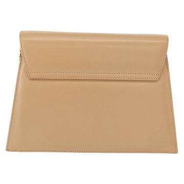 Salvatore Ferragamo Chain Shoulder Bag Leather Beige Gold Auth BA7325 - 0