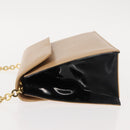 Salvatore Ferragamo Chain Shoulder Bag Leather Beige Gold Auth BA7325-4