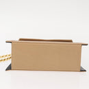 Salvatore Ferragamo Chain Shoulder Bag Leather Beige Gold Auth BA7325-5