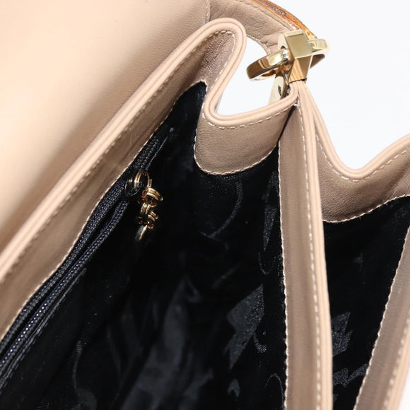 Salvatore Ferragamo Hand Bag Leather Beige Gold Auth BA7326