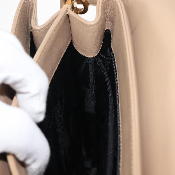 Salvatore Ferragamo Hand Bag Leather Beige Gold Auth BA7326